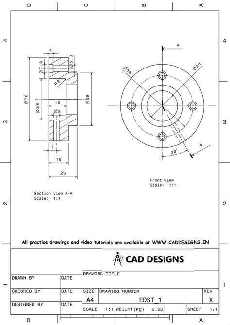 Mechanical PDF Practice Drawing Sheets for AutoCAD, CATIA, NX ...