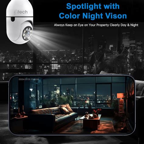 IFITech 3MP Full HD WiFi Pan Tilt Smart Security Bulb Camera, V380 App