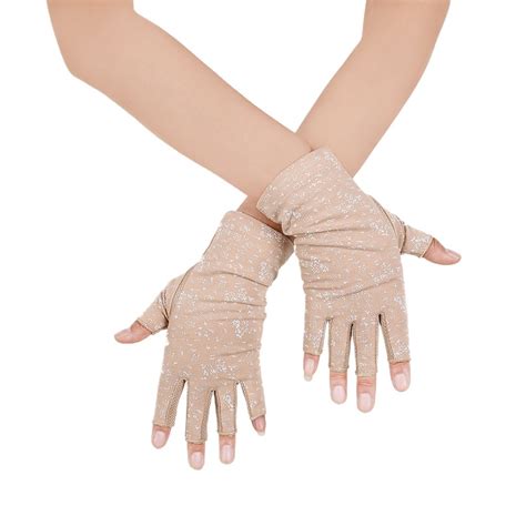 Buy JISEN Women Sunscreen Fingerless Gloves UV Protection Driving ...