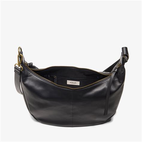 Womens Willow Moon Black Leather Shoulder Bag | Clarks