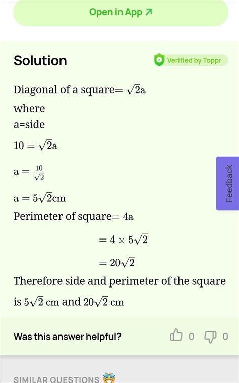 Find the side an perimeter of a rectangle whose diagonal is 10 cm.फाइंड ...