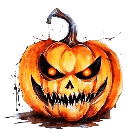 Scary Jack O Lantern For Halloween Hand Drawn Illustration, Pumpkin ...