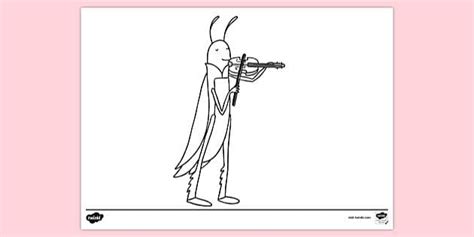 Grasshopper Playing Violin Colouring Sheet - Resources