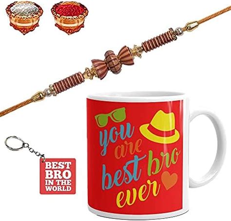 Buy Thegiftree Printed Ceramic Mug - 1 Piece with Roli Chawal,Rakhi and ...