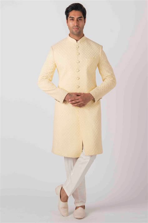 Shop Lemon Yellow SHERWANI 1PC online-01-6038
