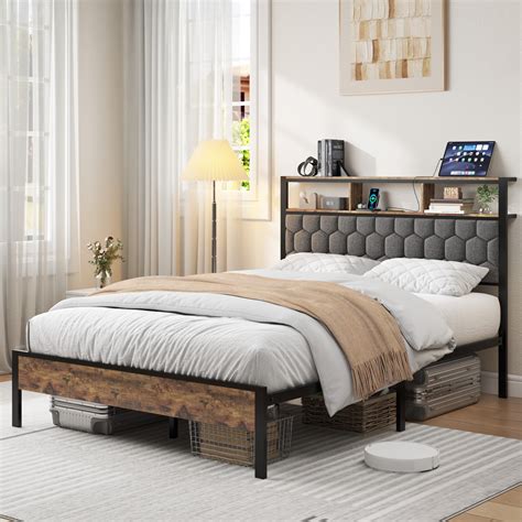 17 Stories Full Size Bed Frames With Upholstered Headboard | Wayfair