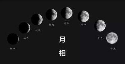 从初一到三十的月亮变化示意图 然后逆时针方向就是初一到三十