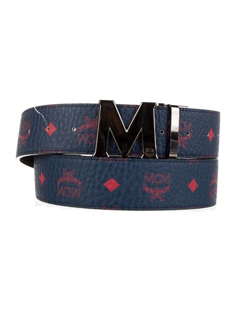 MCM Monogram Pattern Leather Waist Belt - Blue Belts, Accessories ...