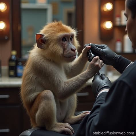 Monkey at Barber Shop Getting a Haircut | Stable Diffusion Online