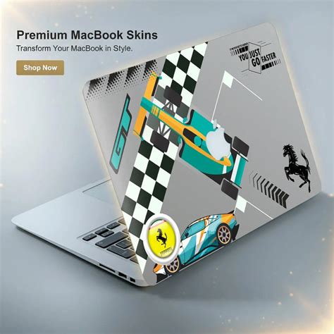 Go Faster Teal & Orange Racing Car Laptop Skin for MacBook | Buy Online ...