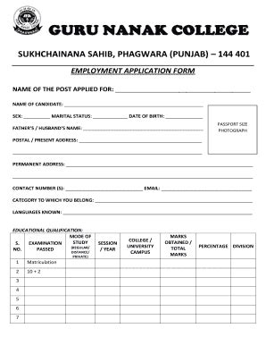 Employment Application Form - Blank Fillable Template | Fill Out, Print ...