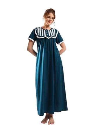 Buy Sephani Women's Plain Maxi Nightgown | Hosiery Cotton Half Sleeves ...