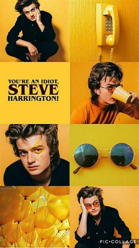 Download Stranger Things Steve Harrington Yellow Collage Wallpaper ...