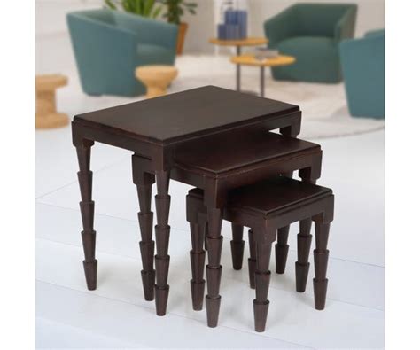Hazel Solidwood Nesting Table Set Of 3 (Walnut) | Evok.in