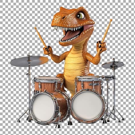 Png dinosaur playing drums against a transparent background | Premium ...