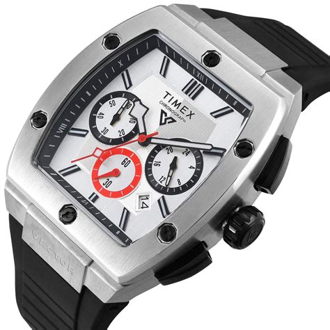 Timex Vector Men Silver Rectangle Chronograph Dial Analog Watch - TWEG ...