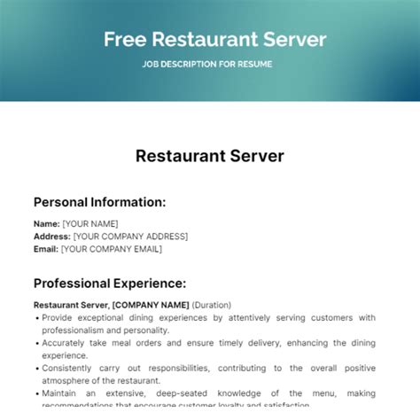 Crafting an Impressive Server Resume Description: Tips and Examples ...