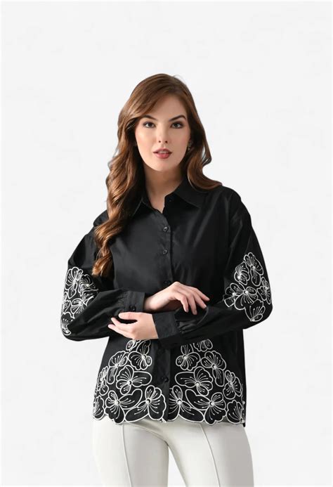 Blush Bloom Embroidered Shirt – ANNY