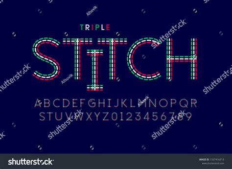 Triple Stitch Style Font Alphabet Letters Stock Vector (Royalty Free ...