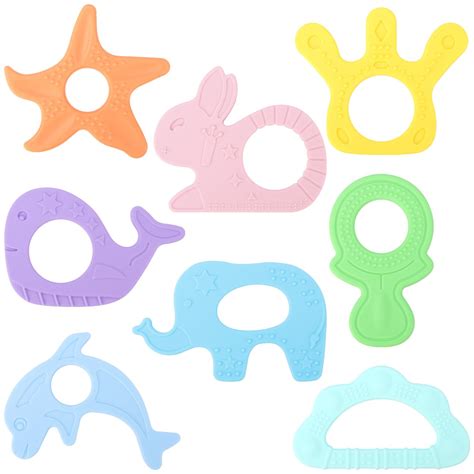 Amazon.com : BEBOAN Silicone Baby Teething Toys, 8 Pack Cute Baby ...
