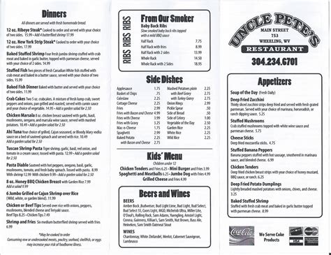 uncle pete's pizza menu - Pi Vodcast Photographic Exhibit