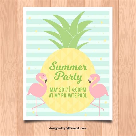 Striped poster template for summer party | Premium Vector