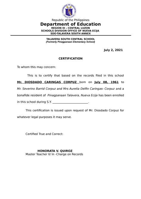 Example Of Enrollment Certificate at Tara Padgett blog