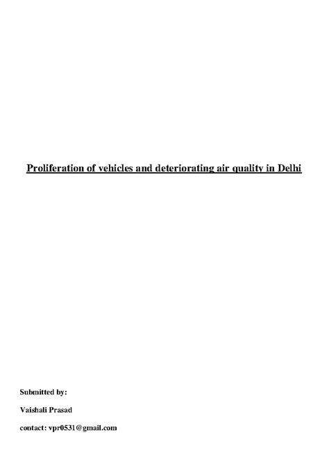 Proliferation of vehicles and deteriorating air quality in Delhi ...