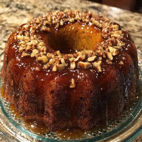 Maple Walnut Cake with Brown Sugar Glaze delights all!