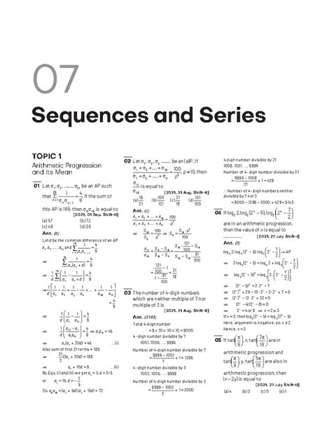 7. Sequences And Series - ####### 01 Let a 1 , a 2 , ......, a 21 be an ...