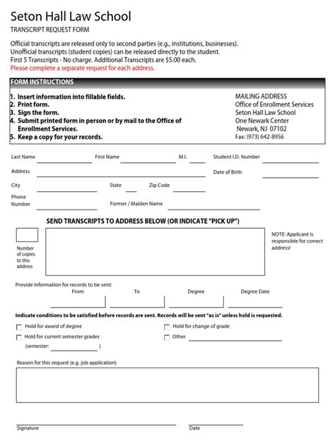 Image result for Transcript Request Form Example