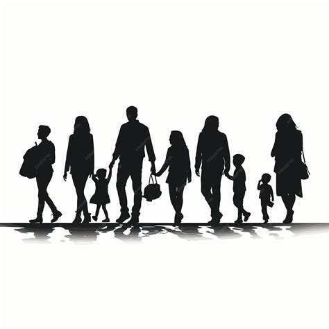 Premium Vector | Black_silhouettes_of_families_in_walking_vector
