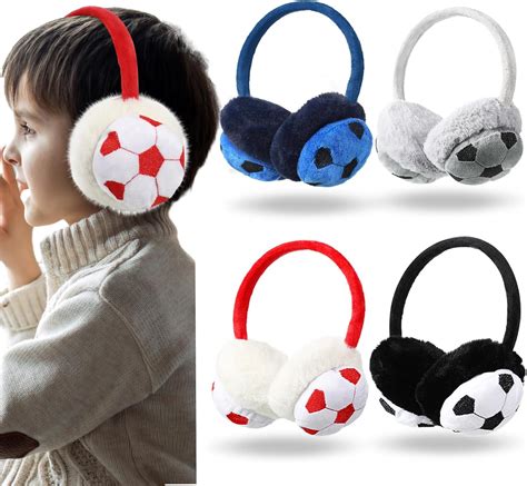 Amazon.com: Suhine 4 Pcs Kids Earmuffs Football Pattern Plush Earmuffs ...
