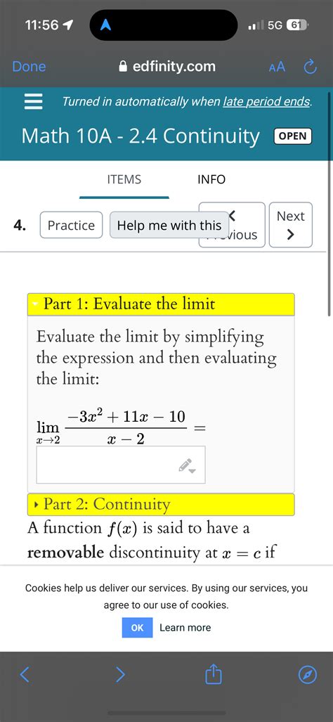 Solved 11:56 ๑) 5G61Donea edfinity.comTurned in | Chegg.com