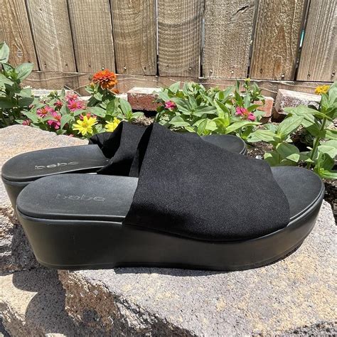 Bebe Women's Black Sandals | Depop