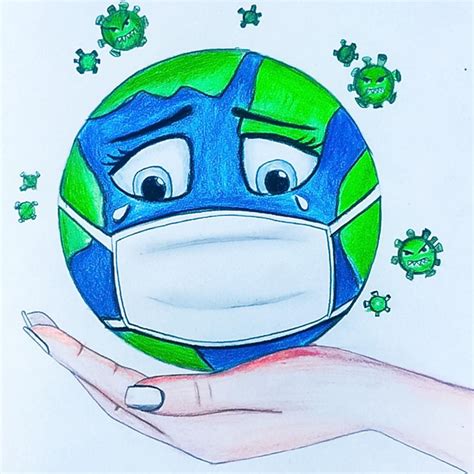Safe earth coronavirus drawing step by step color pencil drawing easy ...