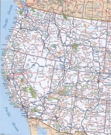Map of Western United States Cities National Parks Interstate Highway ...
