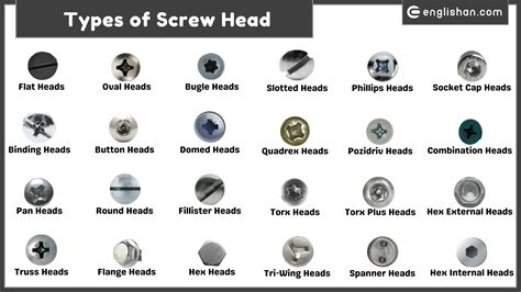 30 Types of Screw Heads Names