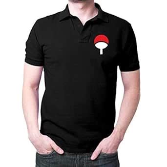 Buy Uchiha Clan Symbol t-Shirt Black Cotton Mens Naruto Polo Anime ...