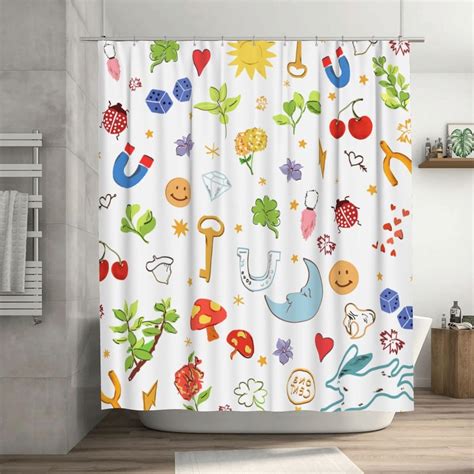 Amazon.com: Ohocut Lucky Pattern Shower Curtain, Cute Charms Shower ...