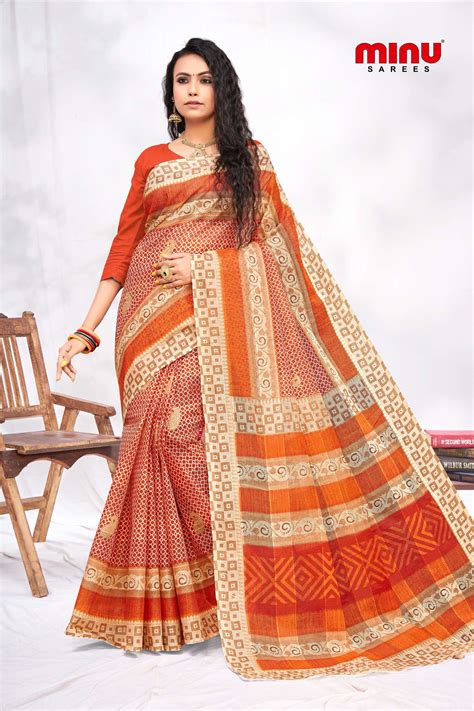 Minu SHREYA Pure Cotton Printed Saree Catalog For Regular Wear, Pack Of ...