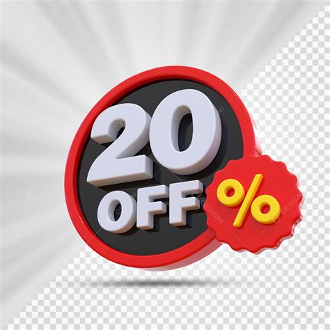 Elemento 3D Vermelho Preto e Branco 20% Porcento Off Para Composição ...
