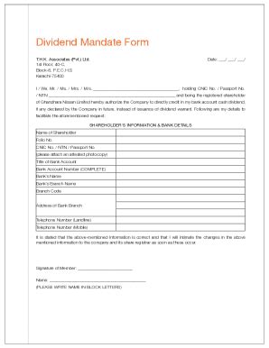 Fillable Online e-Dividend Mandate Form Fax Email Print - pdfFiller