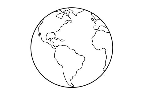 Premium Vector | Simple Outline Drawing Of The Earth With Continents