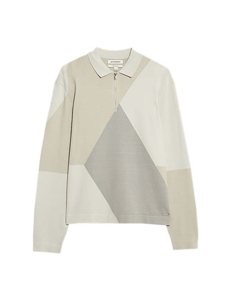 Buy Half zip Long Sleeve Knitted Polo Shirt at Marks & Spencer