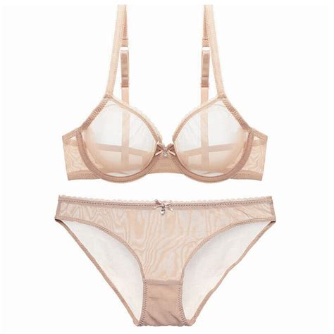 Women's Sexy Sheer Bra See Through Mesh Lingerie Set Transparent ...