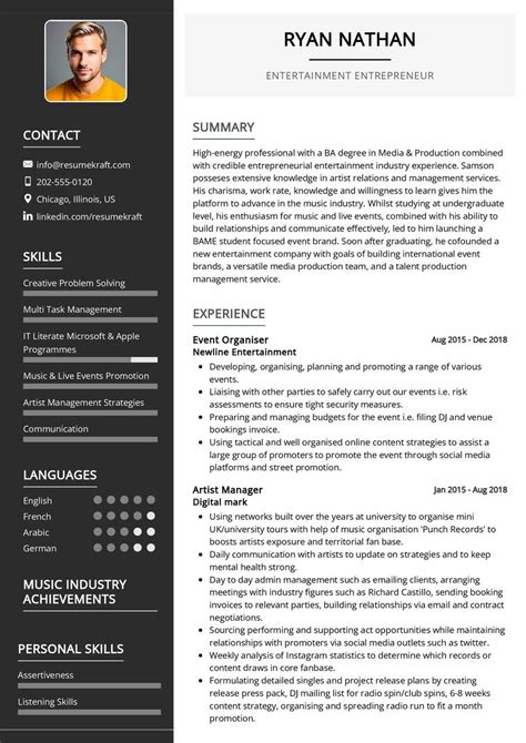 Entrepreneur CV Example 的图像结果