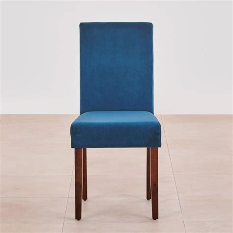 Buy Nirvana Indus Set of 2 Velvet Dining Chairs - Blue and Dark Brown ...