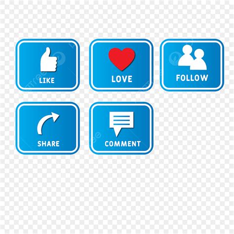 Facebook Like Love Follow Share Comment Button Png Vector Free Download ...