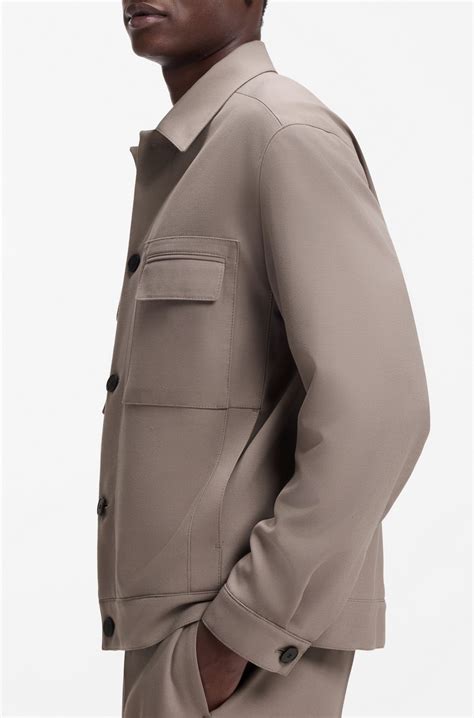 HUGO - Slim-fit suit jacket in wrinkle-resistant twill - Light Brown